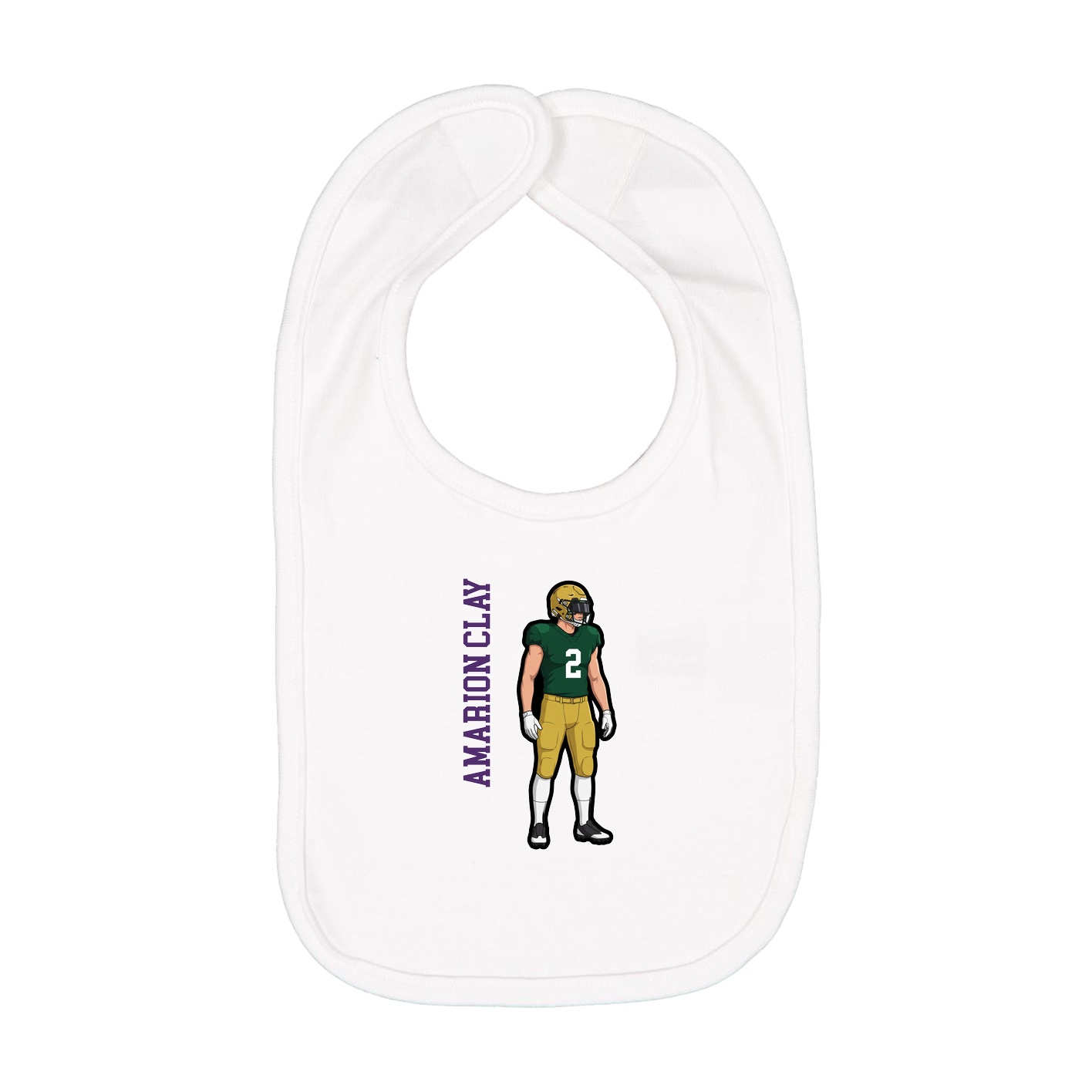 Infant Bib — Name Vertical in White