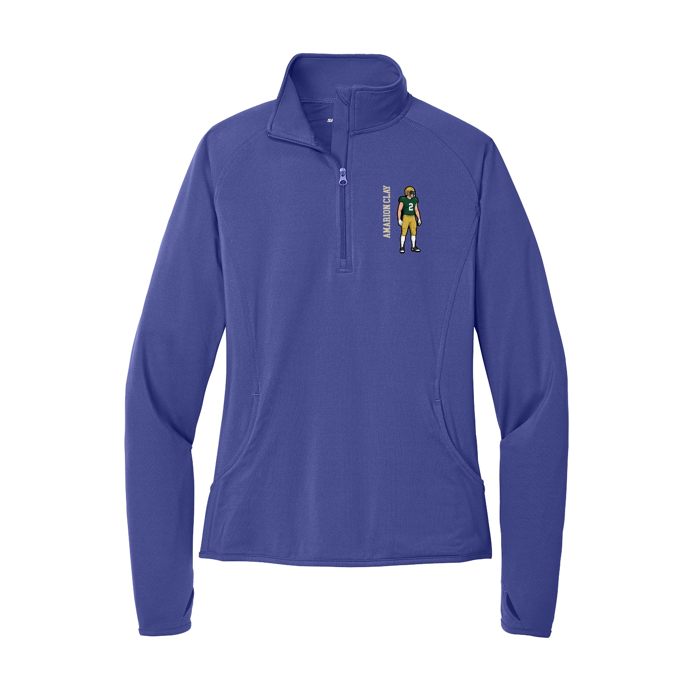 Women's Q-Zip Pullover — Name Vertical in Purple