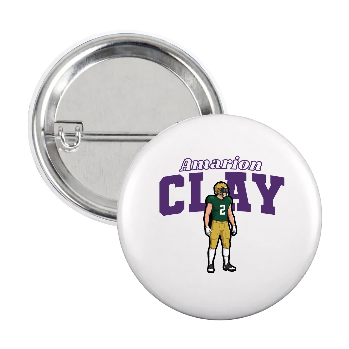 Game Day Button — Name Arch in White