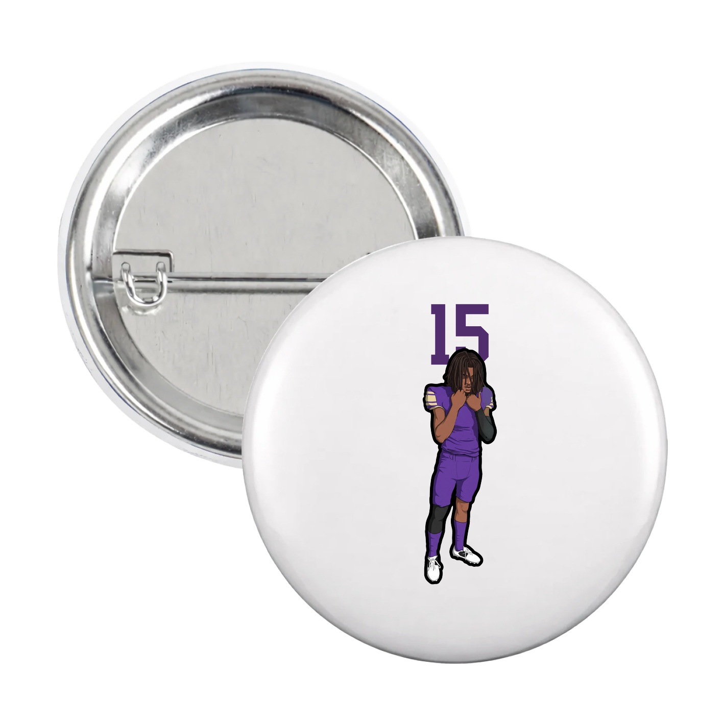 Game Day Button — Number Top in White