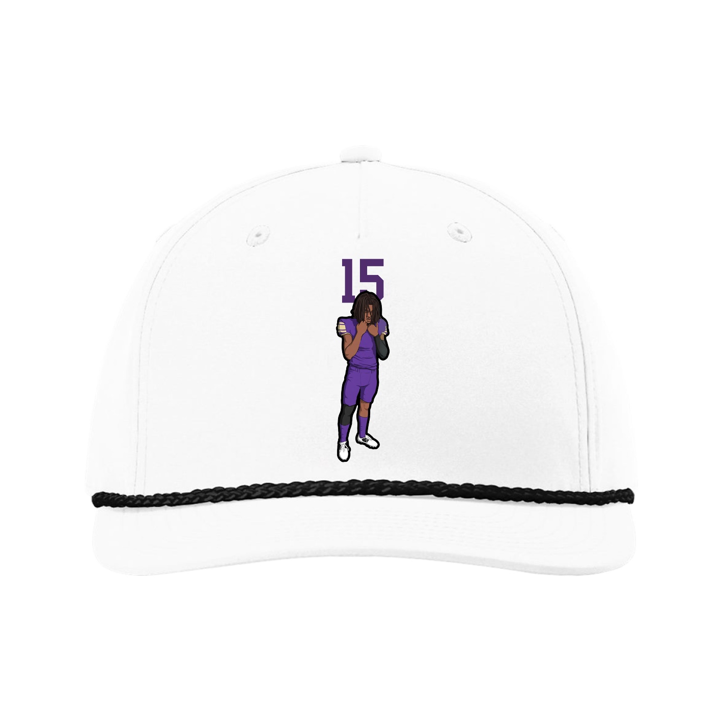 Five-Panel Classic Rope Cap — Number Top in White