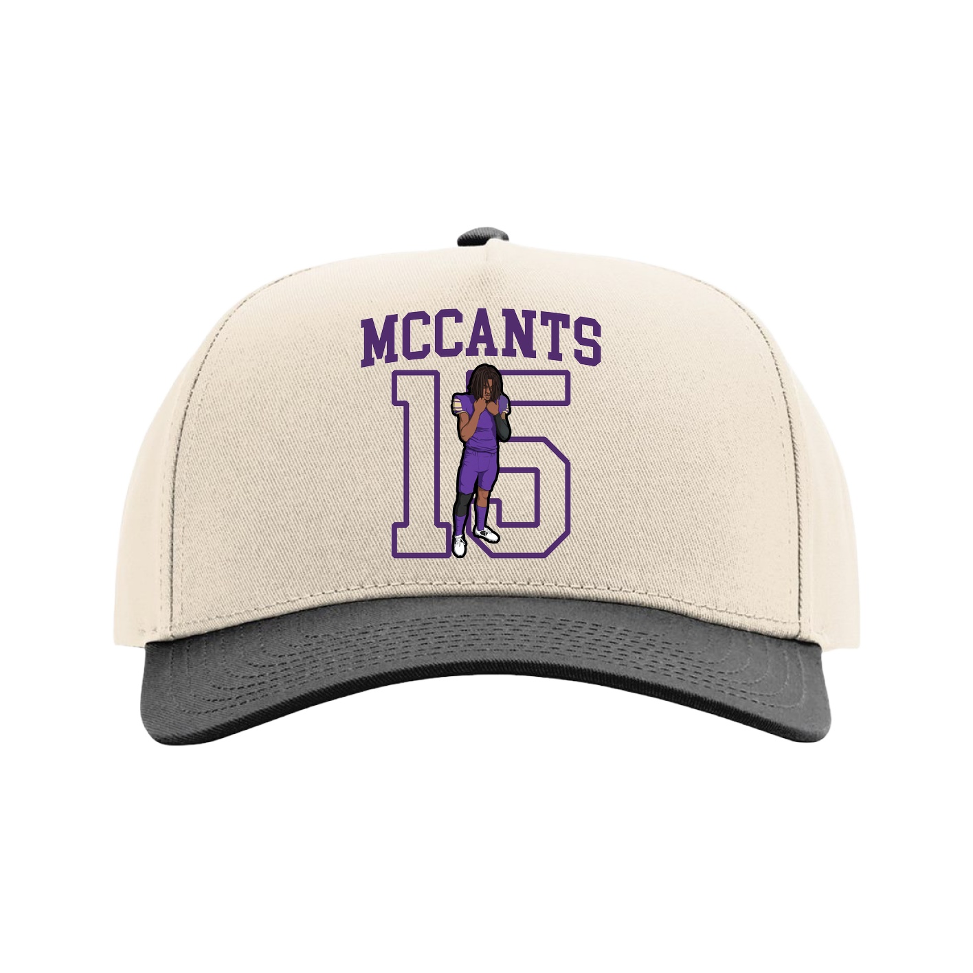 Full Fabric Five-Panel Champ Cap — Shirsey in Cream/Black