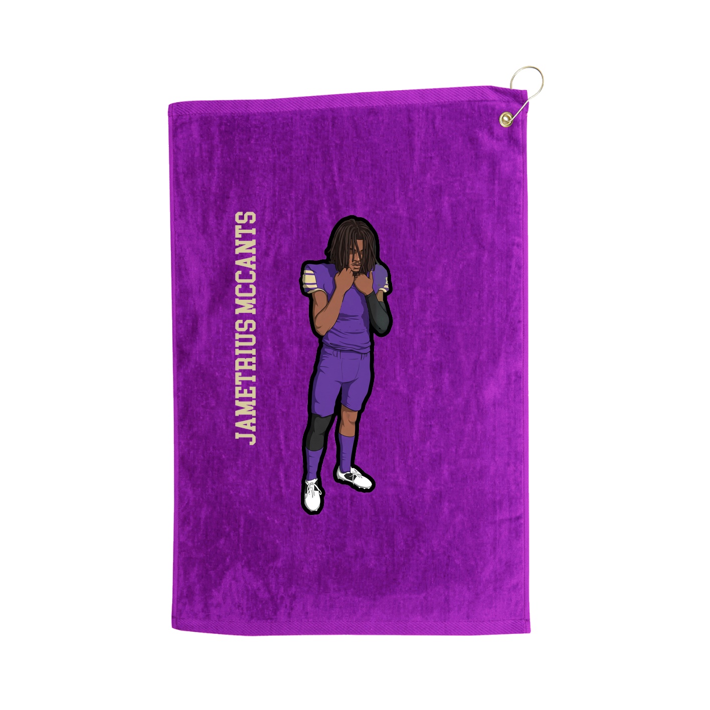 Golf Towel — Name Vertical in Purple
