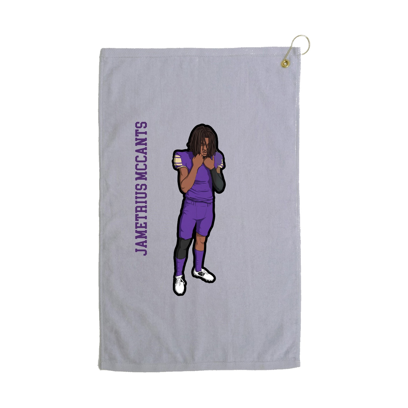 Golf Towel — Name Vertical in Grey