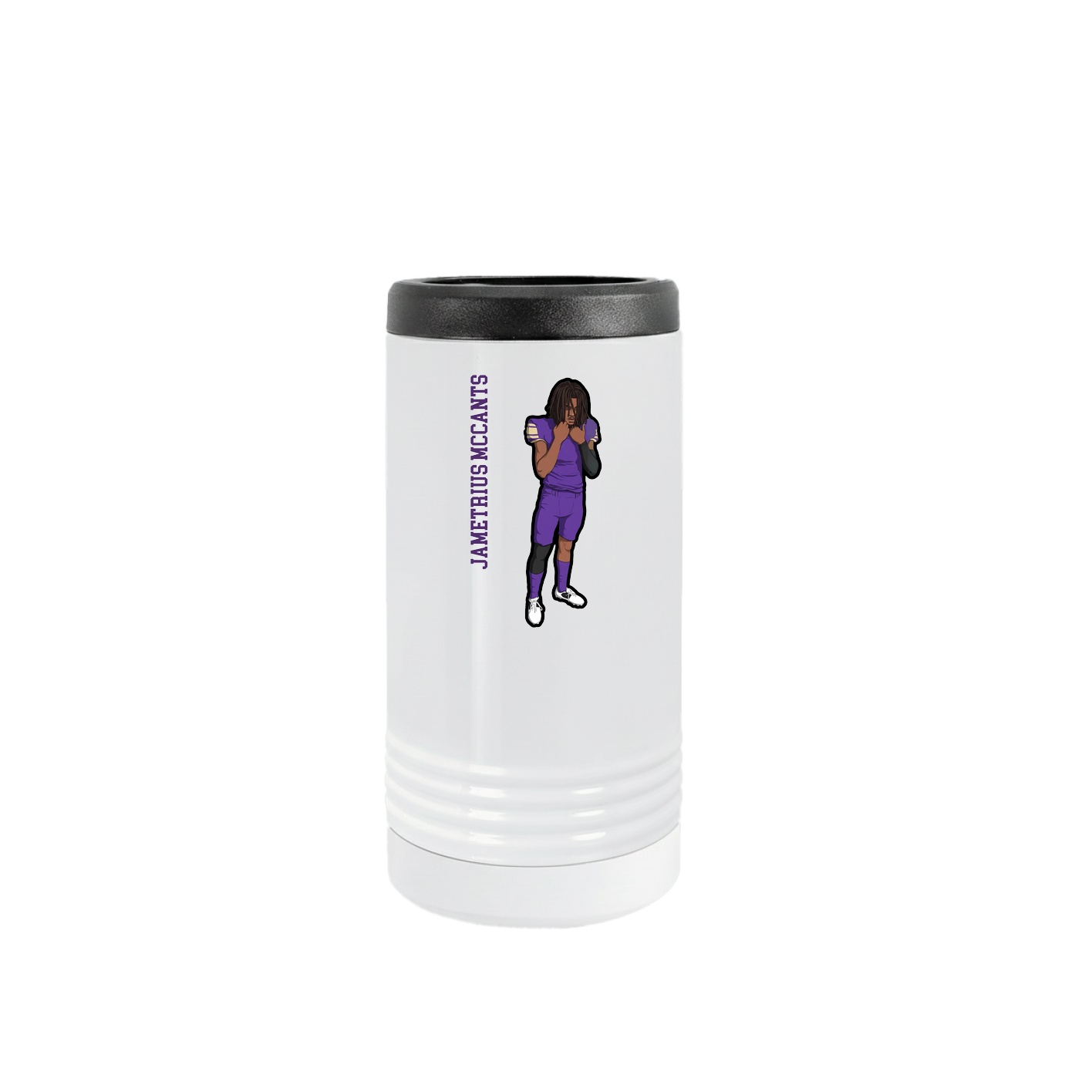 Slim Beverage Holder — Name Vertical in White