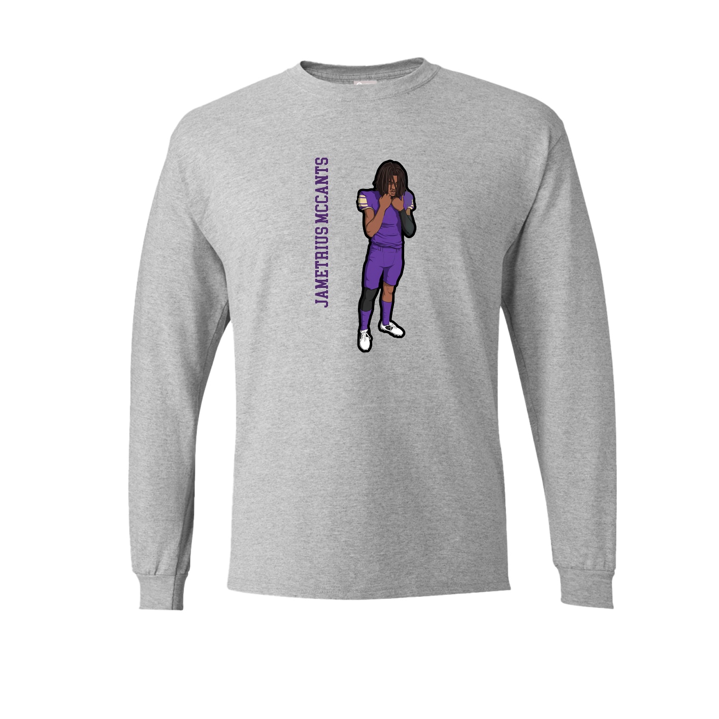 Long Sleeve Tee — Name Vertical in Grey