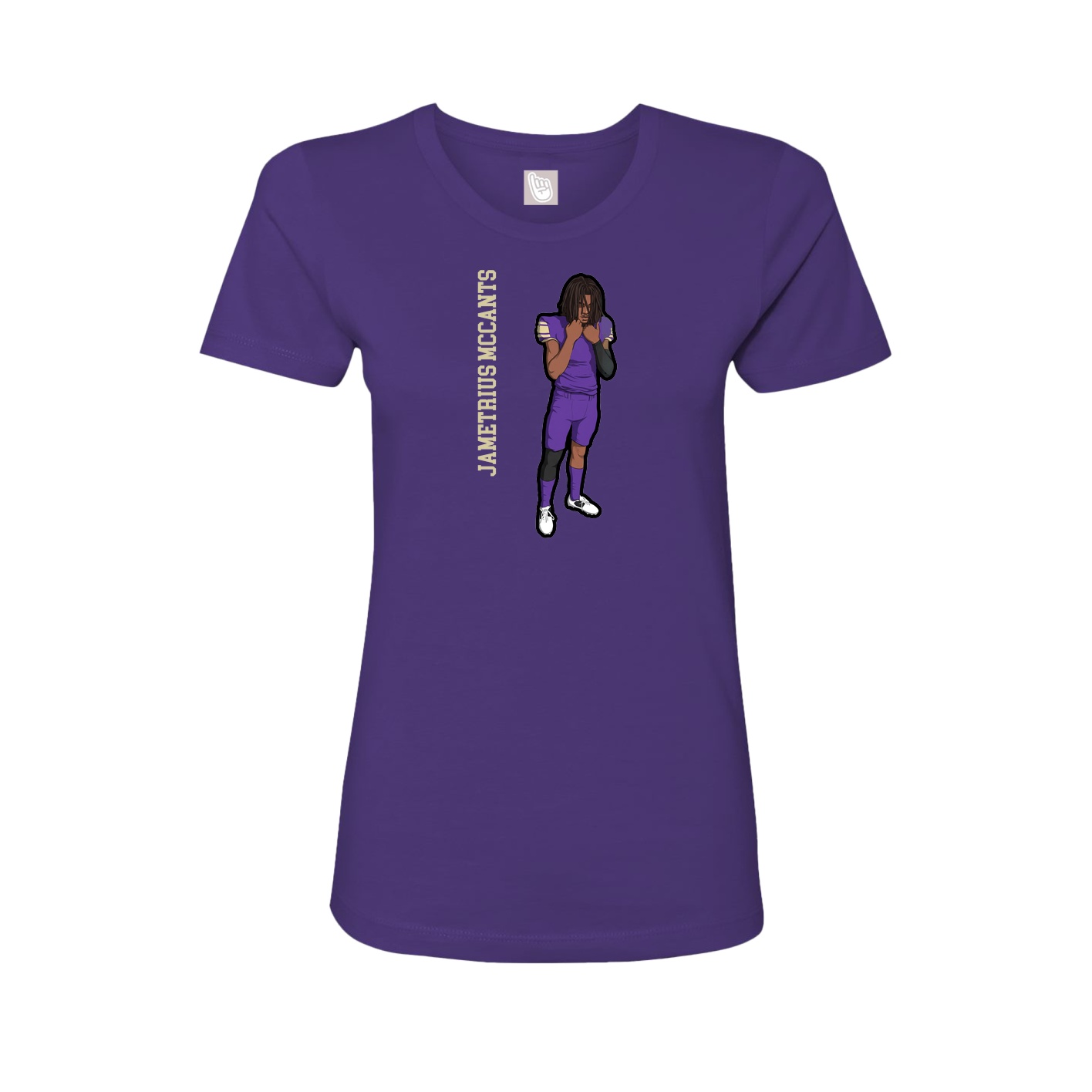 Womens Tee — Name Vertical in Purple