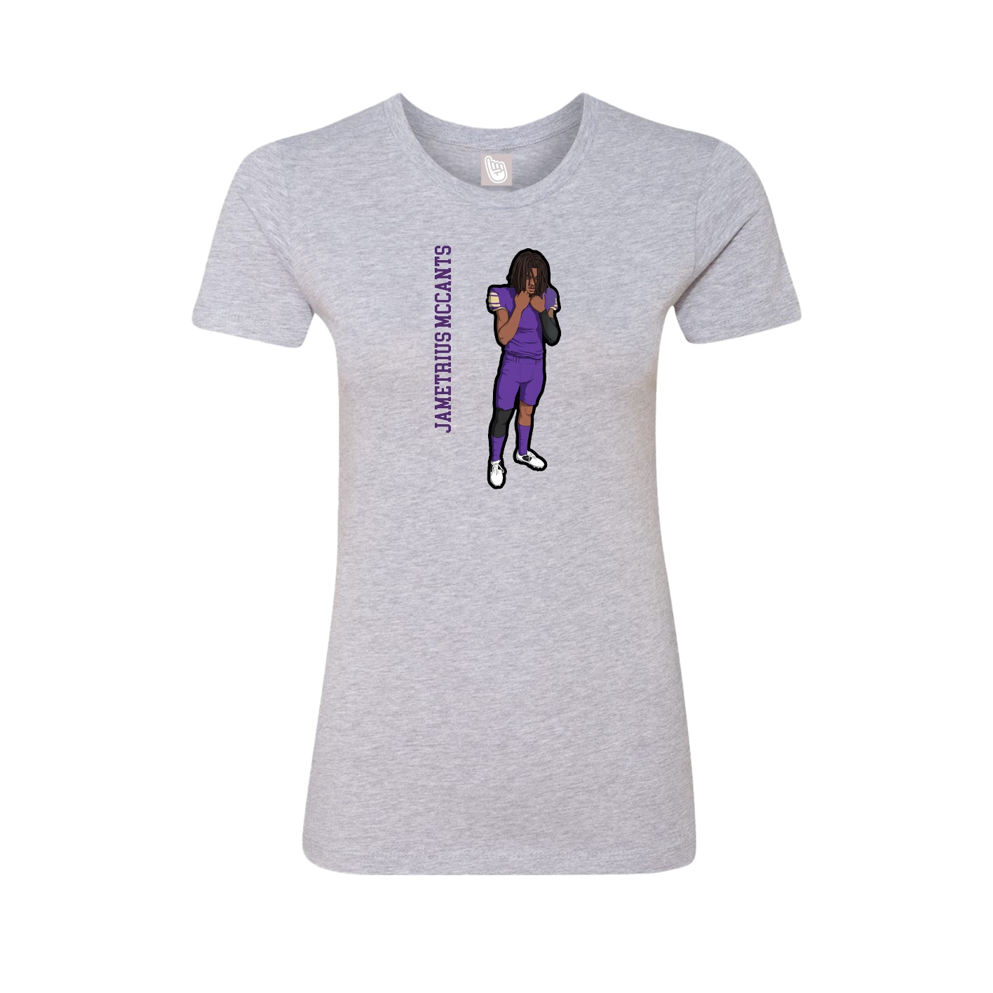 Fitted Women's Tee — Name Vertical in Grey