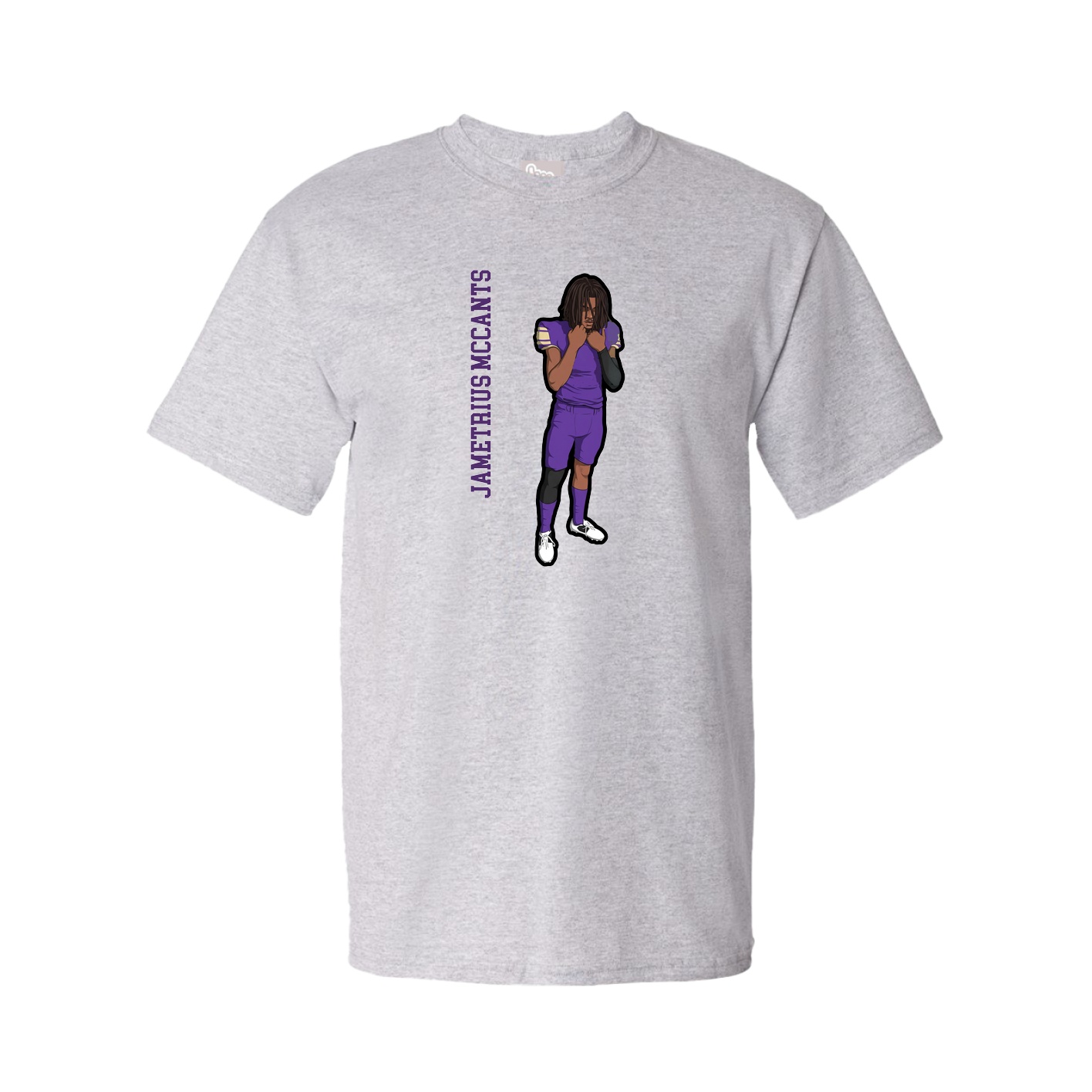 Youth Tee — Name Vertical in Grey