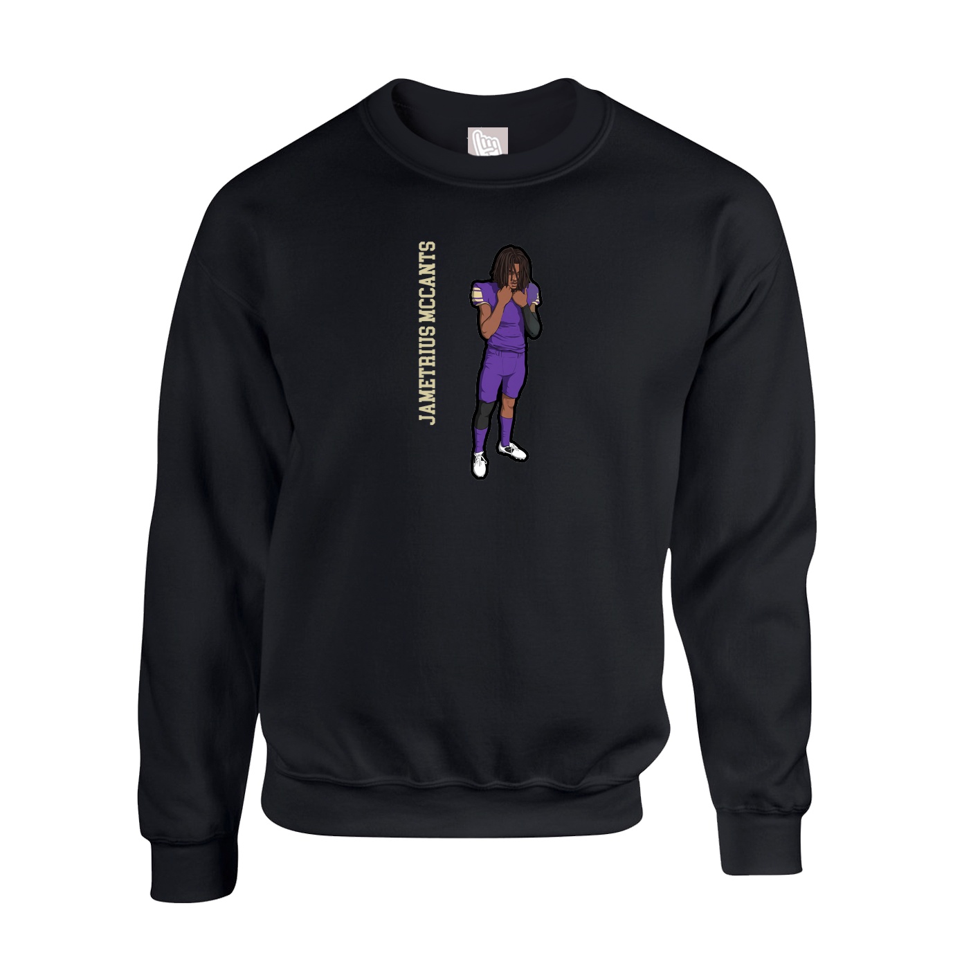 Fleece Crew — Name Vertical in Black