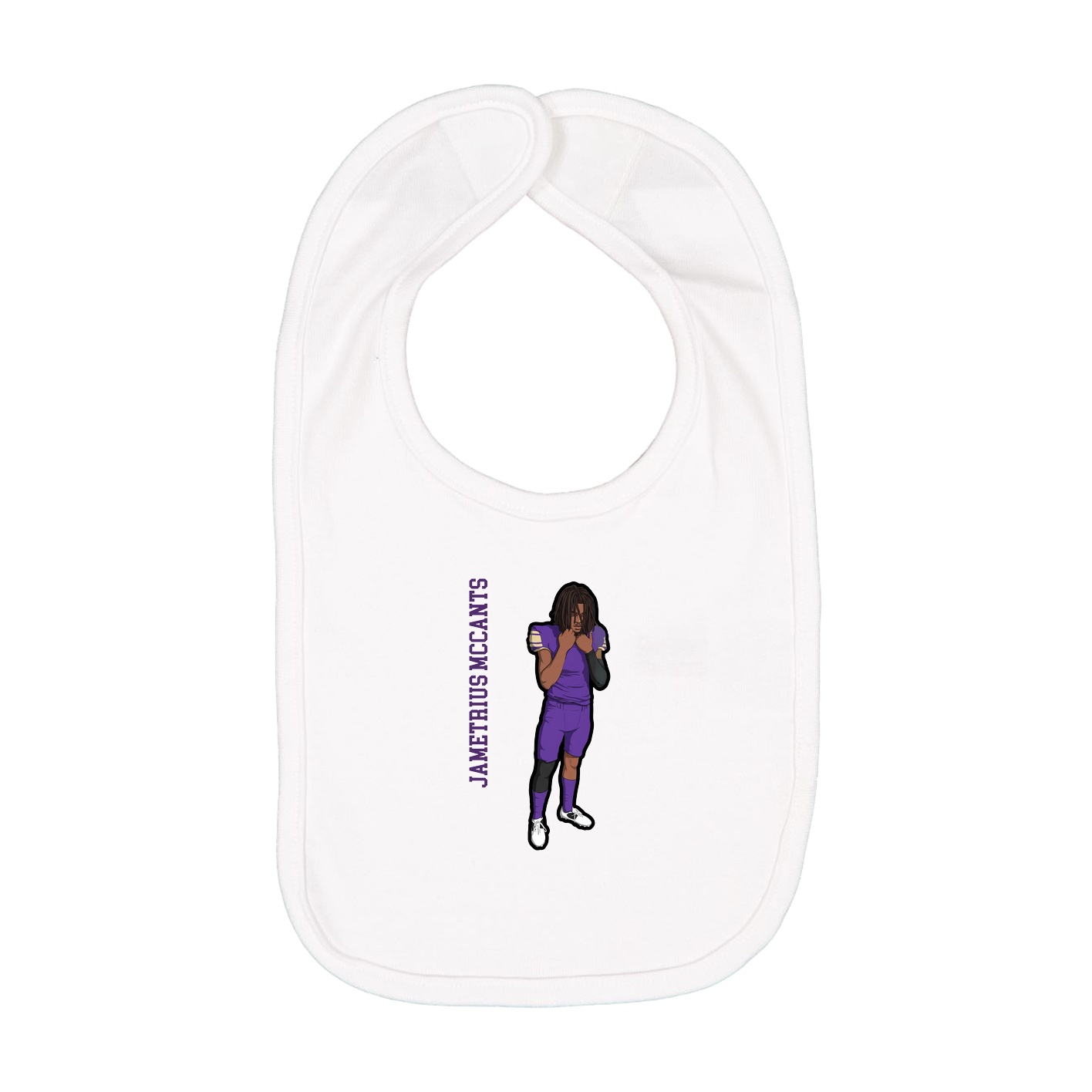 Infant Bib — Name Vertical in White