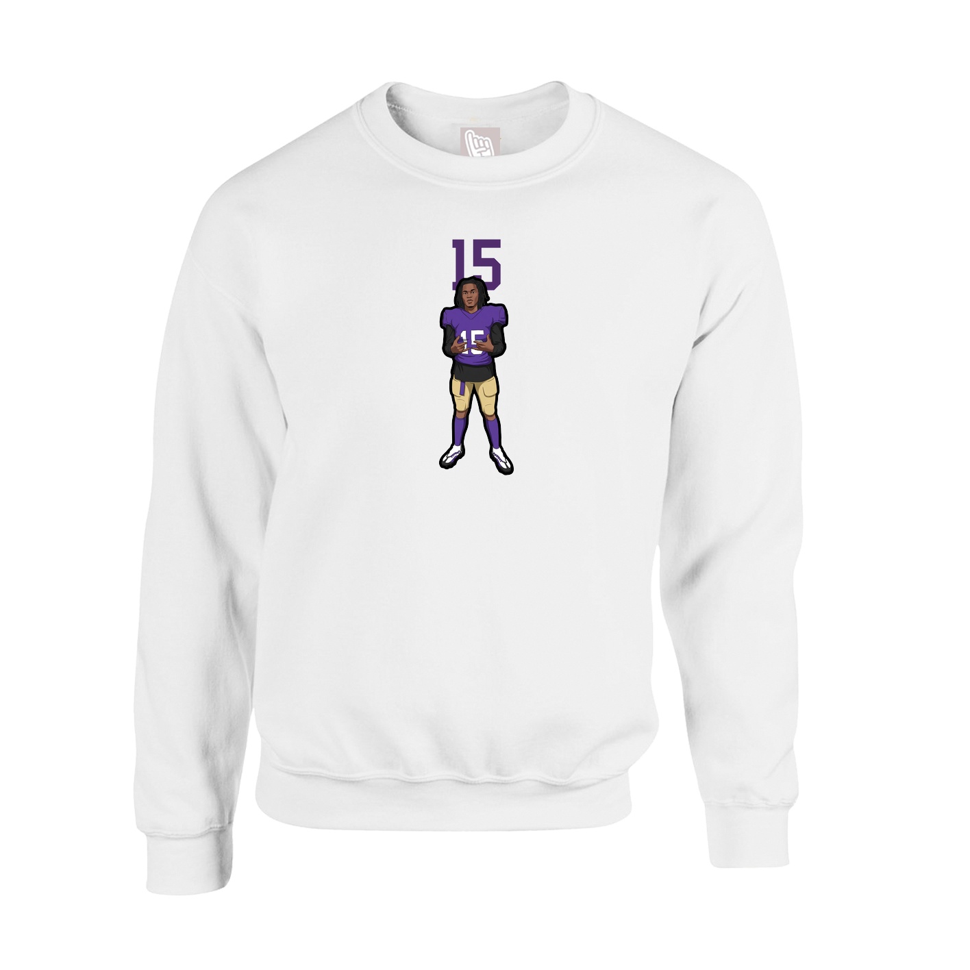 Fleece Crew — Number Top in White