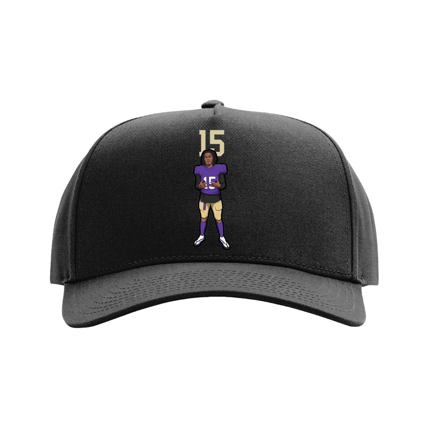 Full Fabric Five-Panel Champ Cap — Number Top in Black
