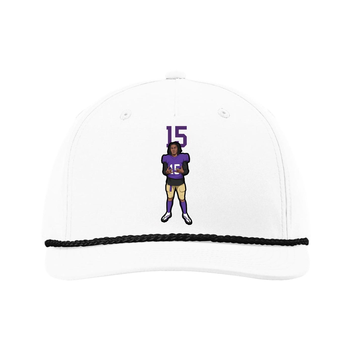 Five-Panel Classic Rope Cap — Number Top in White