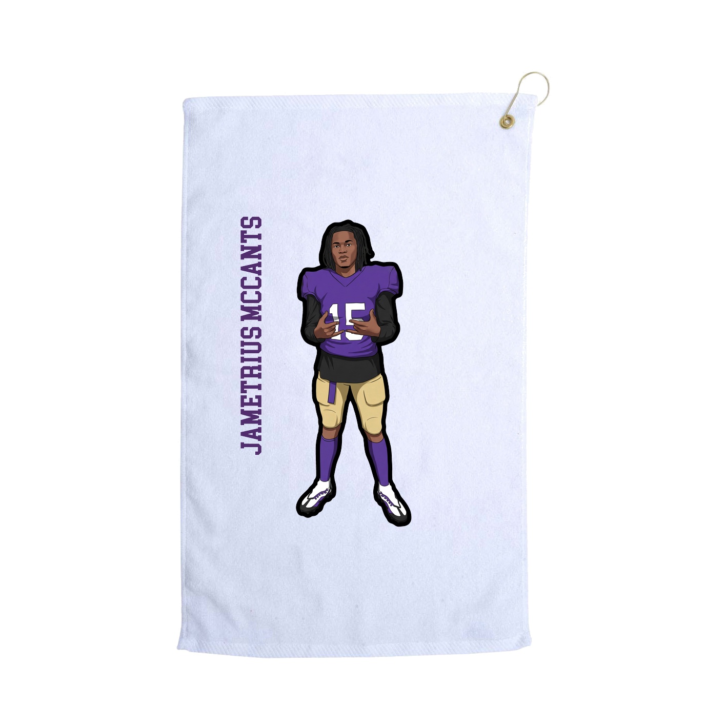 Golf Towel — Name Vertical in White