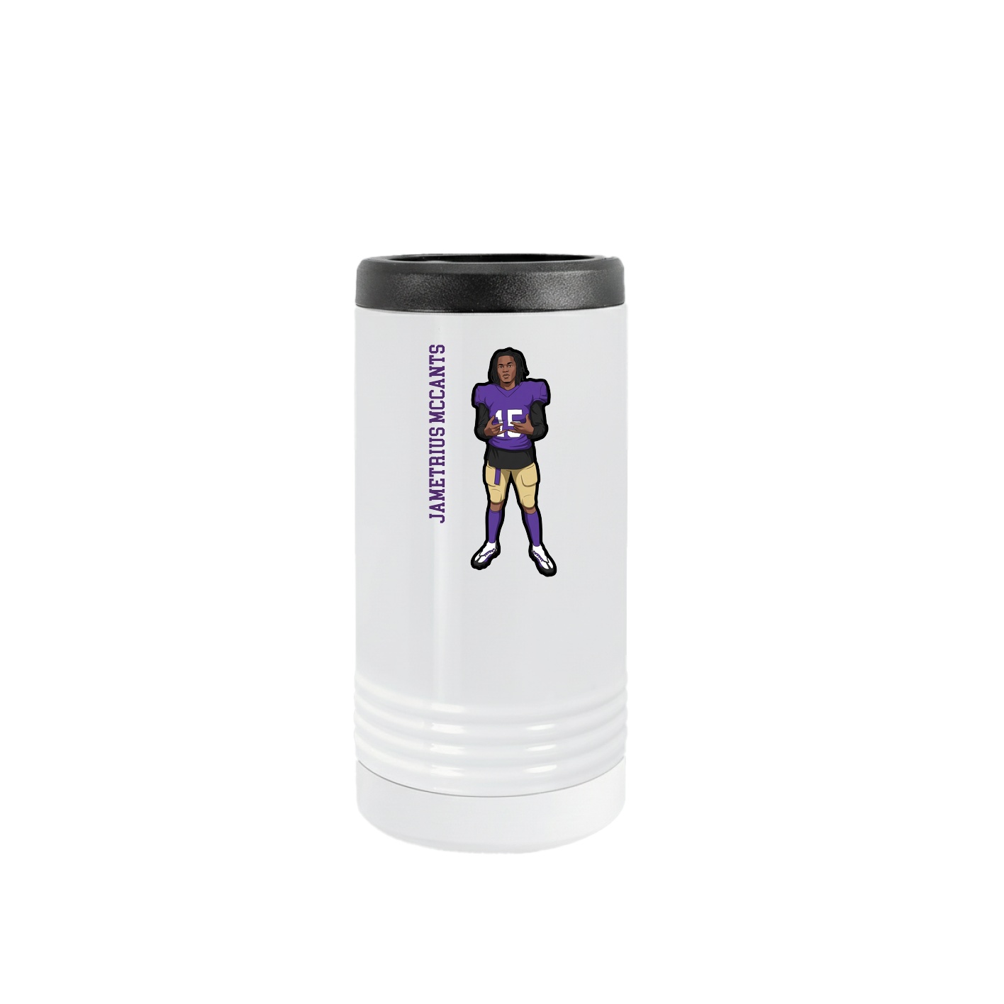 Slim Beverage Holder — Name Vertical in White