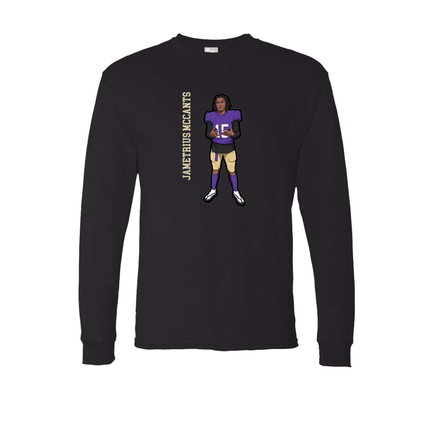 Long Sleeve Tee — Name Vertical in Black