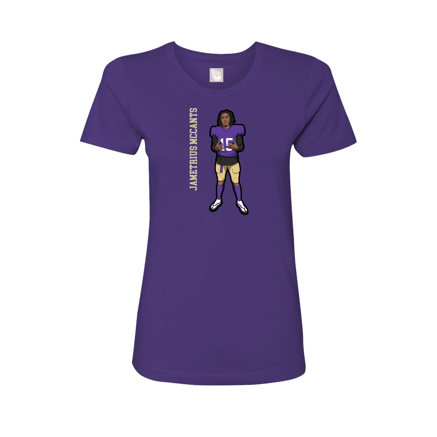 Womens Tee — Name Vertical in Purple