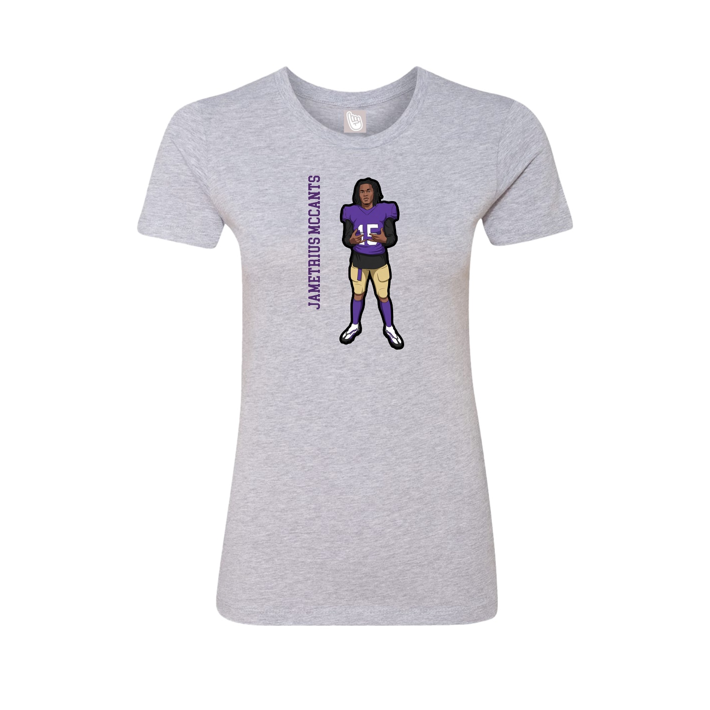 Fitted Women's Tee — Name Vertical in Grey