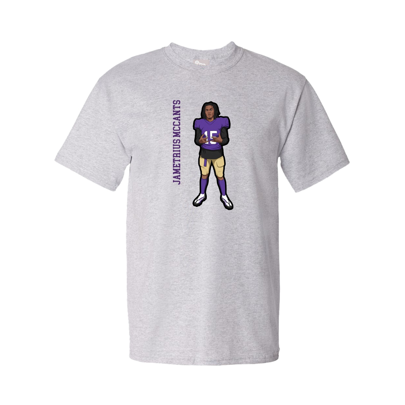 Youth Tee — Name Vertical in Grey