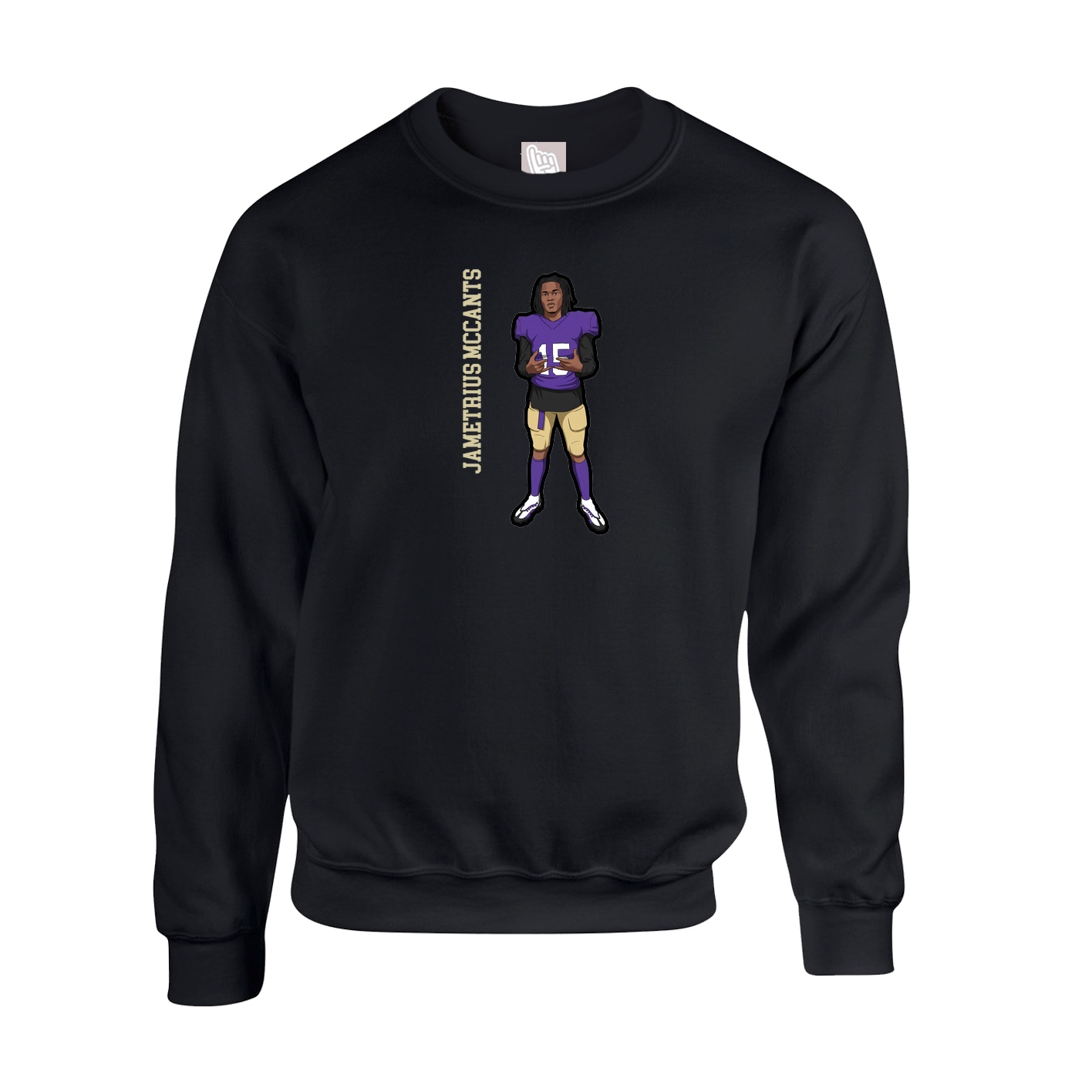 Fleece Crew — Name Vertical in Black