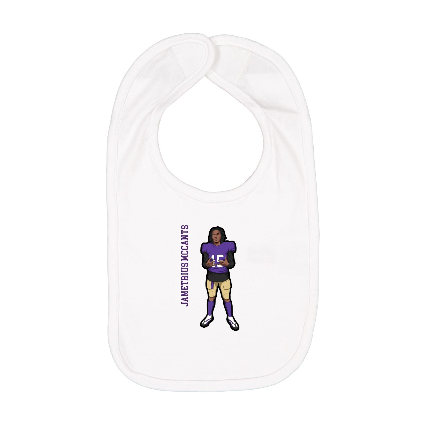 Infant Bib — Name Vertical in White