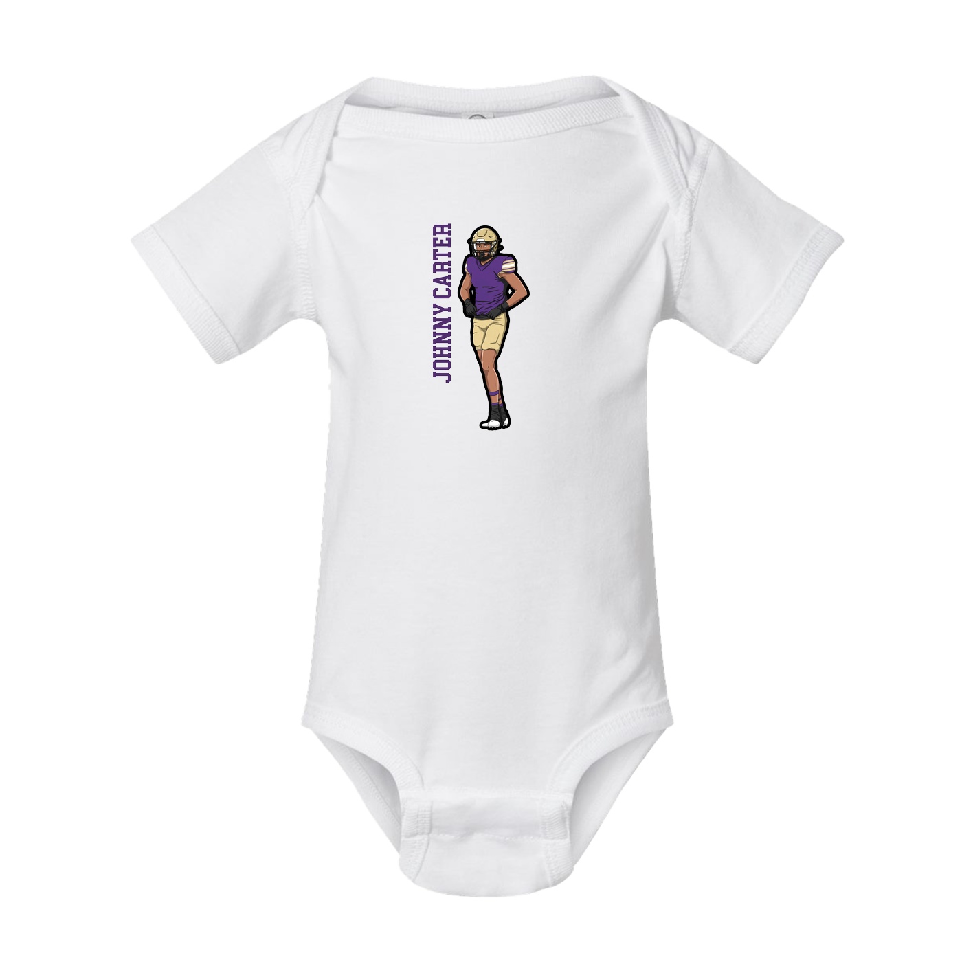 Baby Onesie — Name Vertical in White