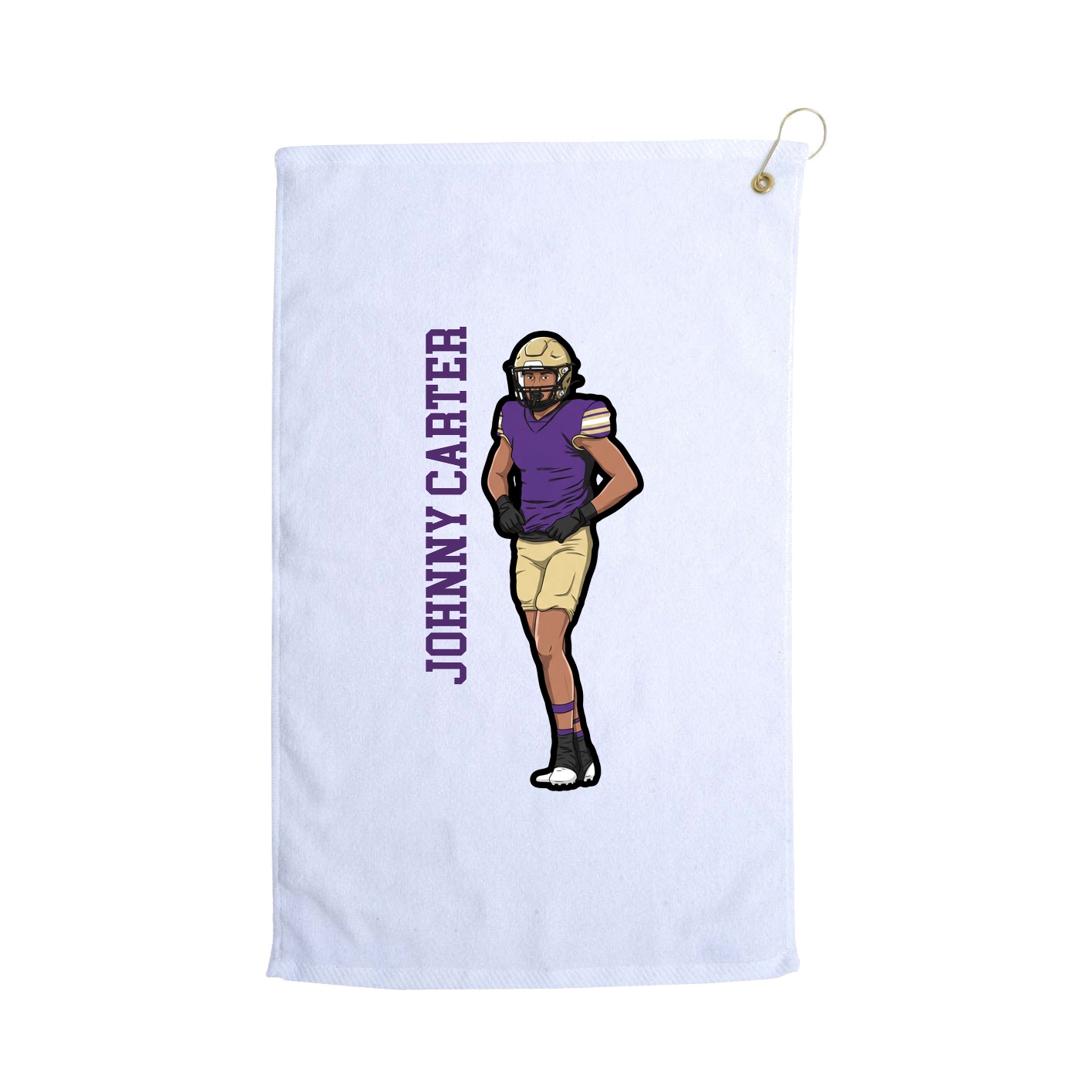 Golf Towel — Name Vertical in White