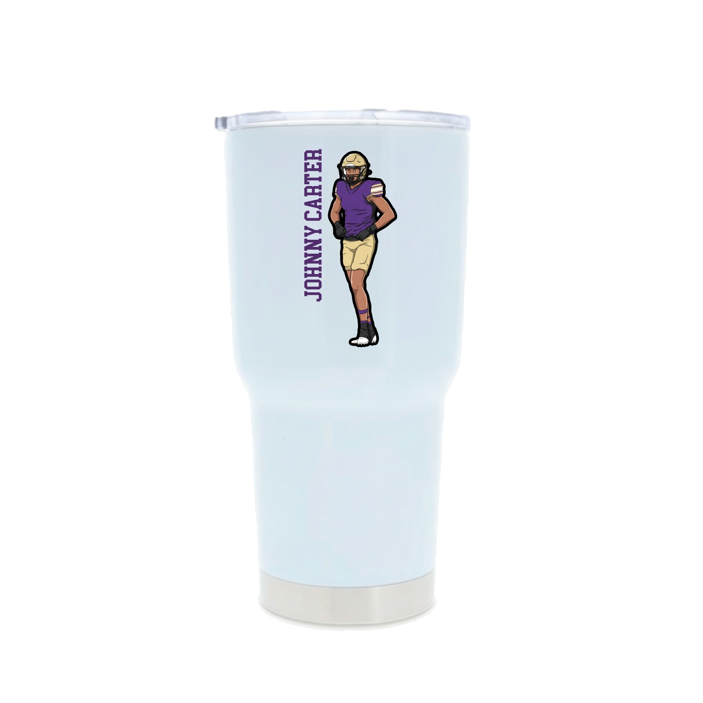 30oz Stainless Steel Tumbler — Name Vertical in White