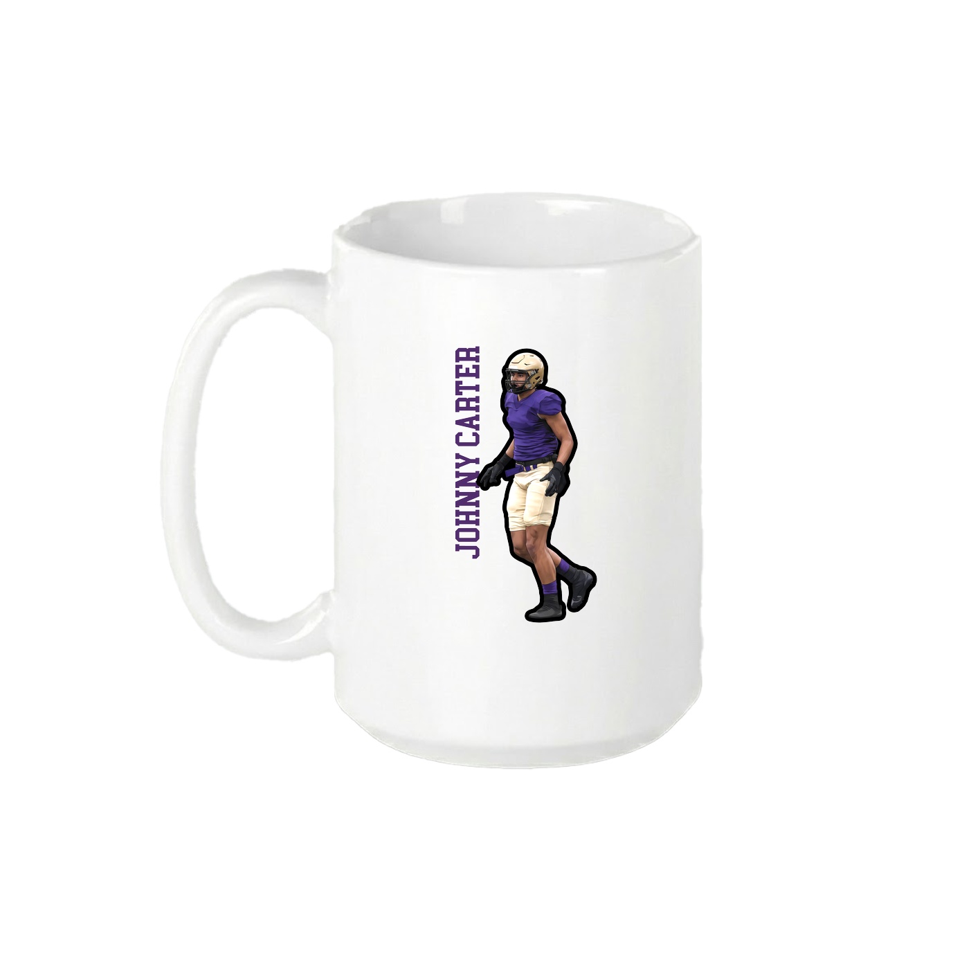 15oz Coffee Mug — Name Vertical in White