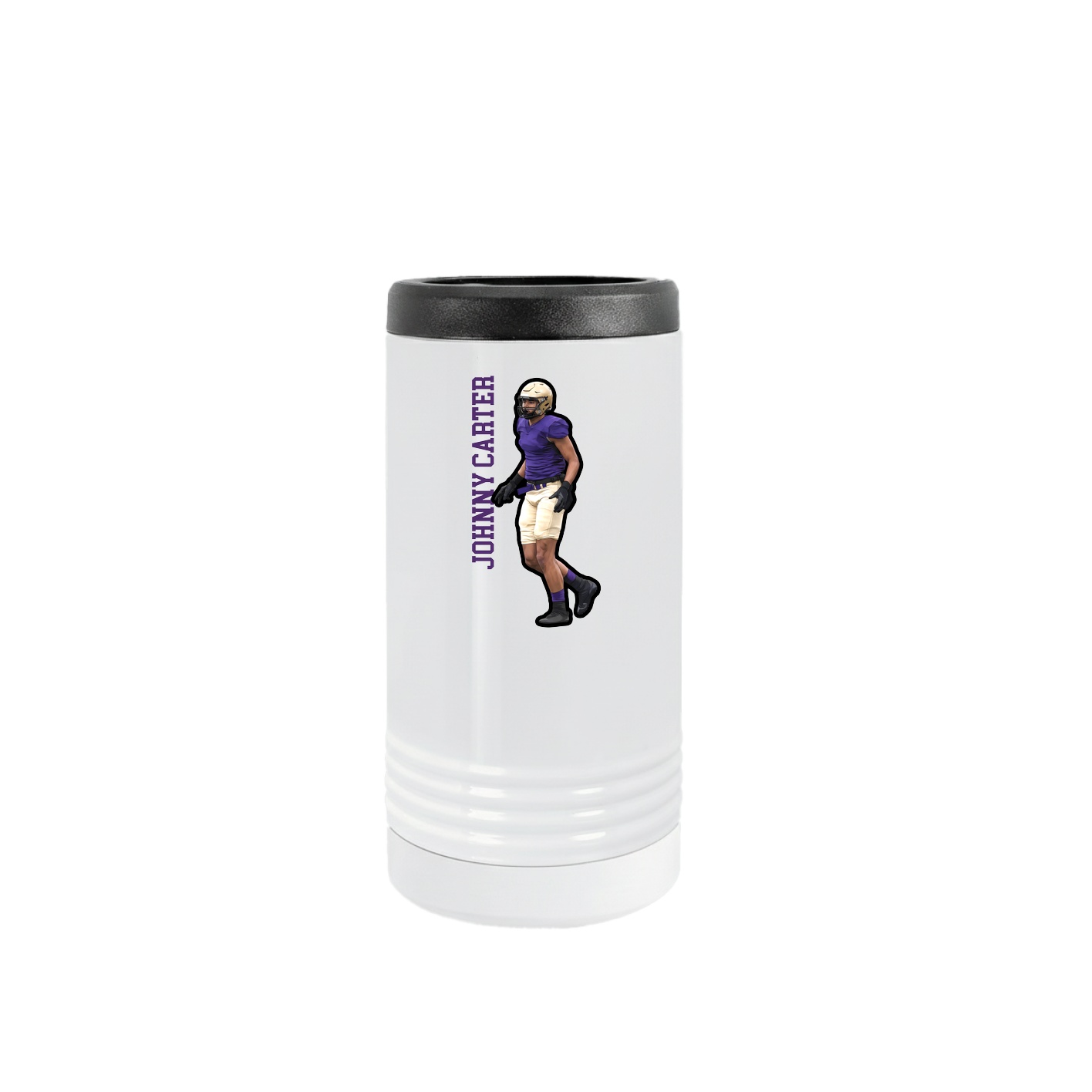 Slim Beverage Holder — Name Vertical in White