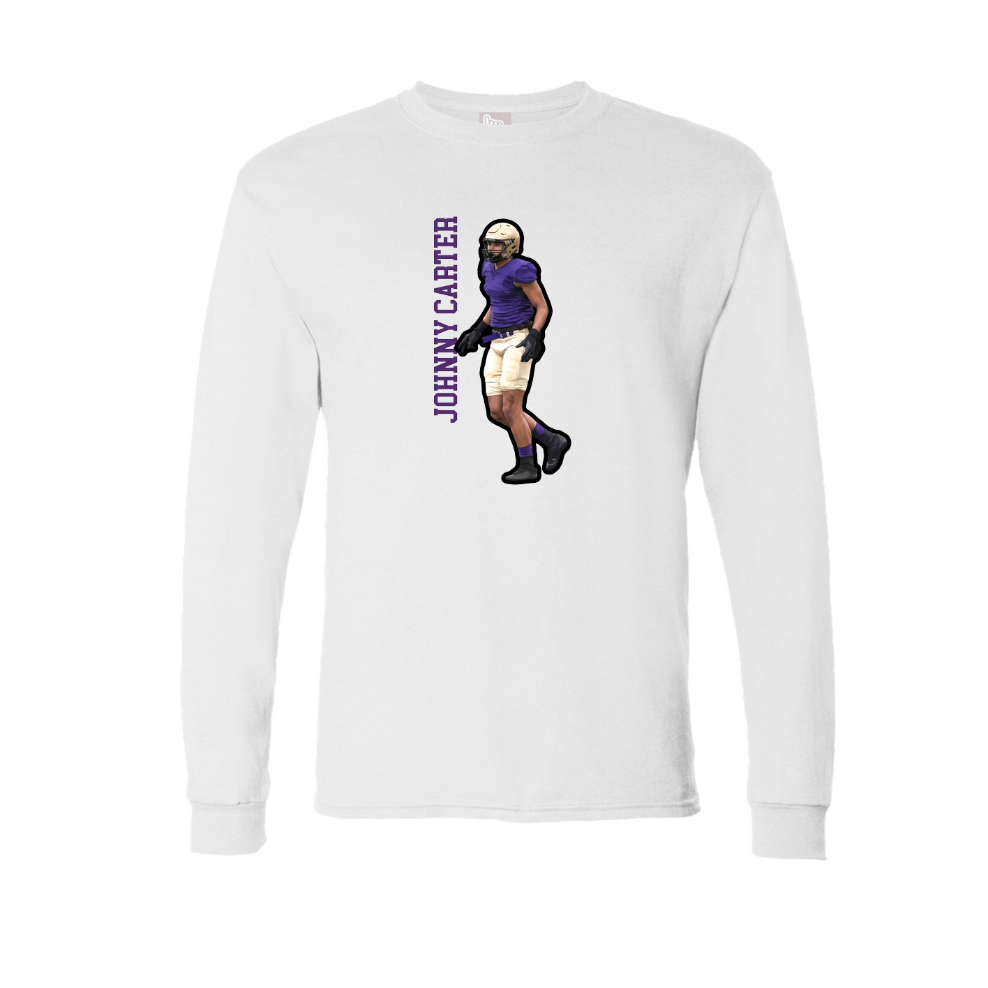 Long Sleeve Tee — Name Vertical in White
