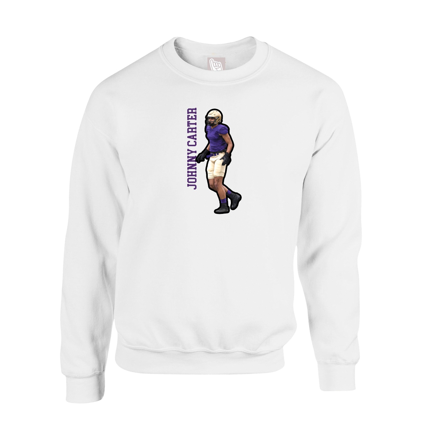 Fleece Crew — Name Vertical in White