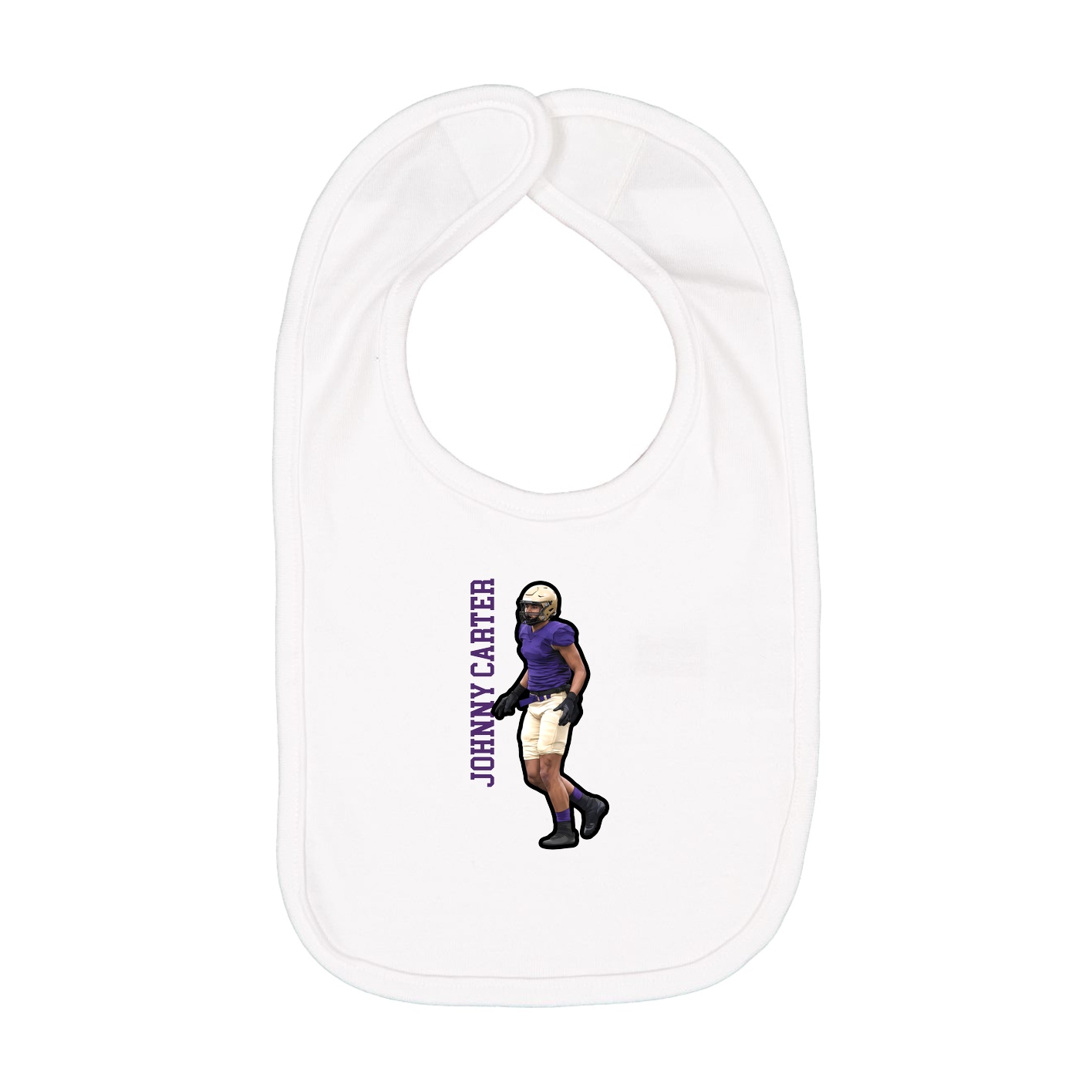 Infant Bib — Name Vertical in White