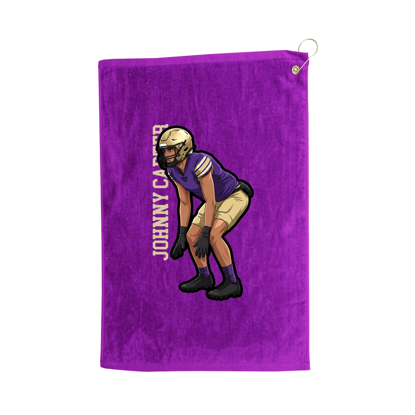 Golf Towel — Name Vertical in Purple