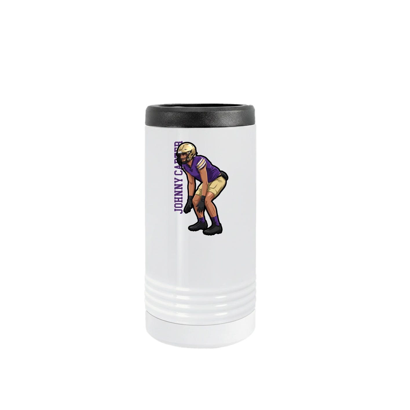 Slim Beverage Holder — Name Vertical in White