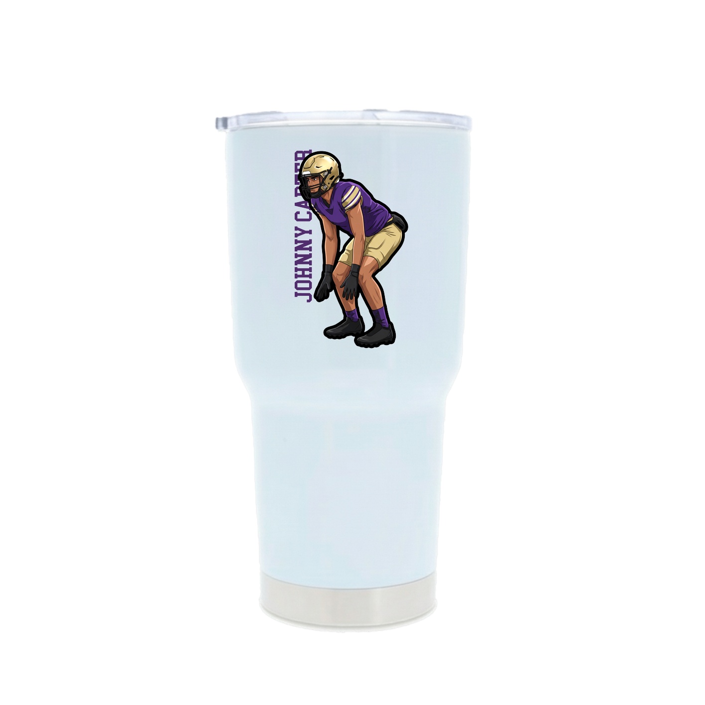 30oz Stainless Steel Tumbler — Name Vertical in White