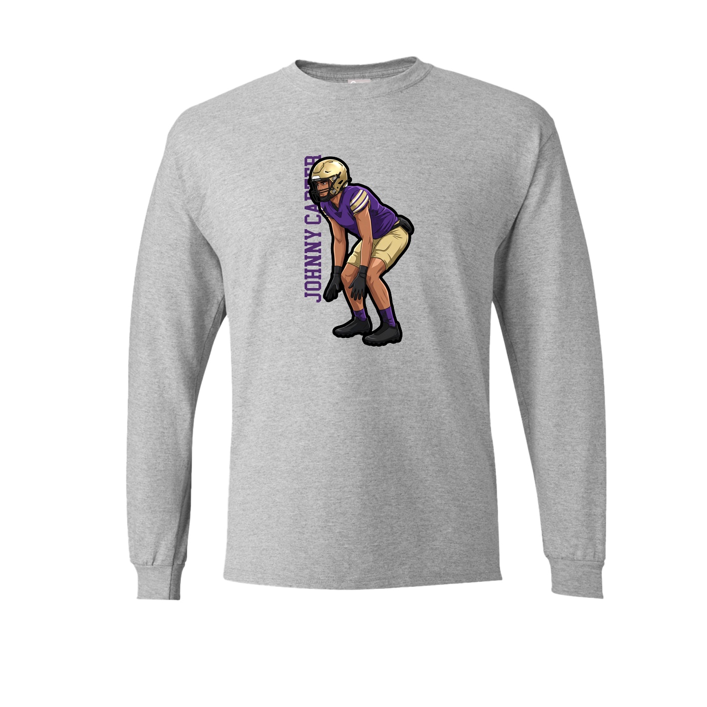 Long Sleeve Tee — Name Vertical in Grey