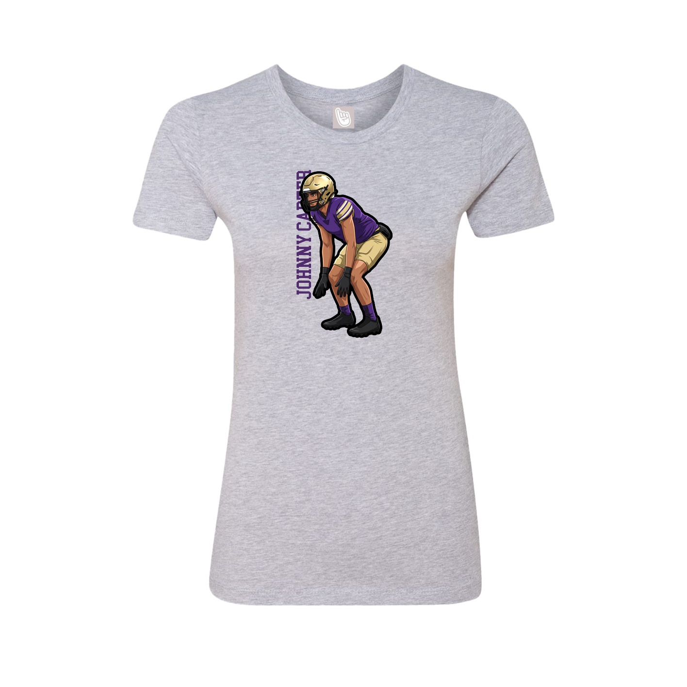 Fitted Women's Tee — Name Vertical in Grey