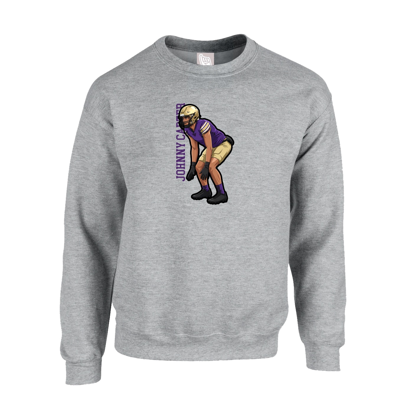 Fleece Crew — Name Vertical in Grey