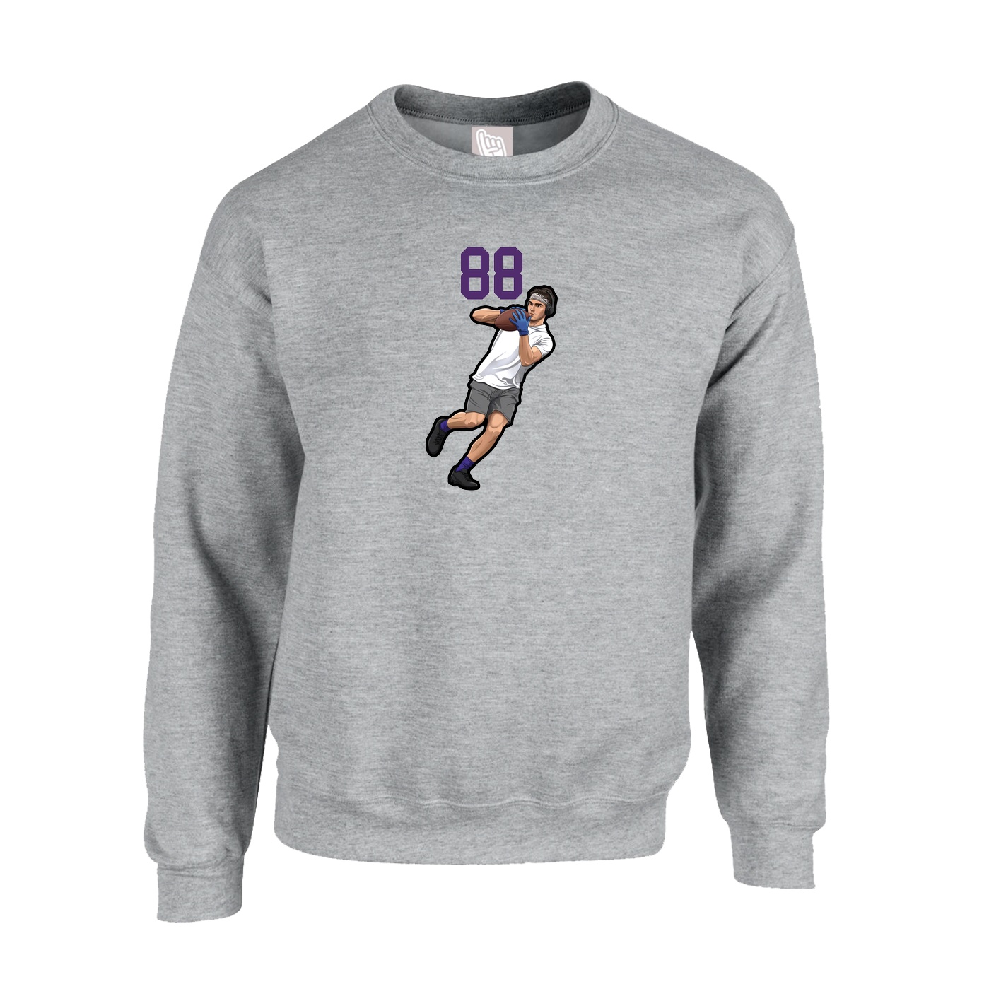 Fleece Crew — Number Top in Grey