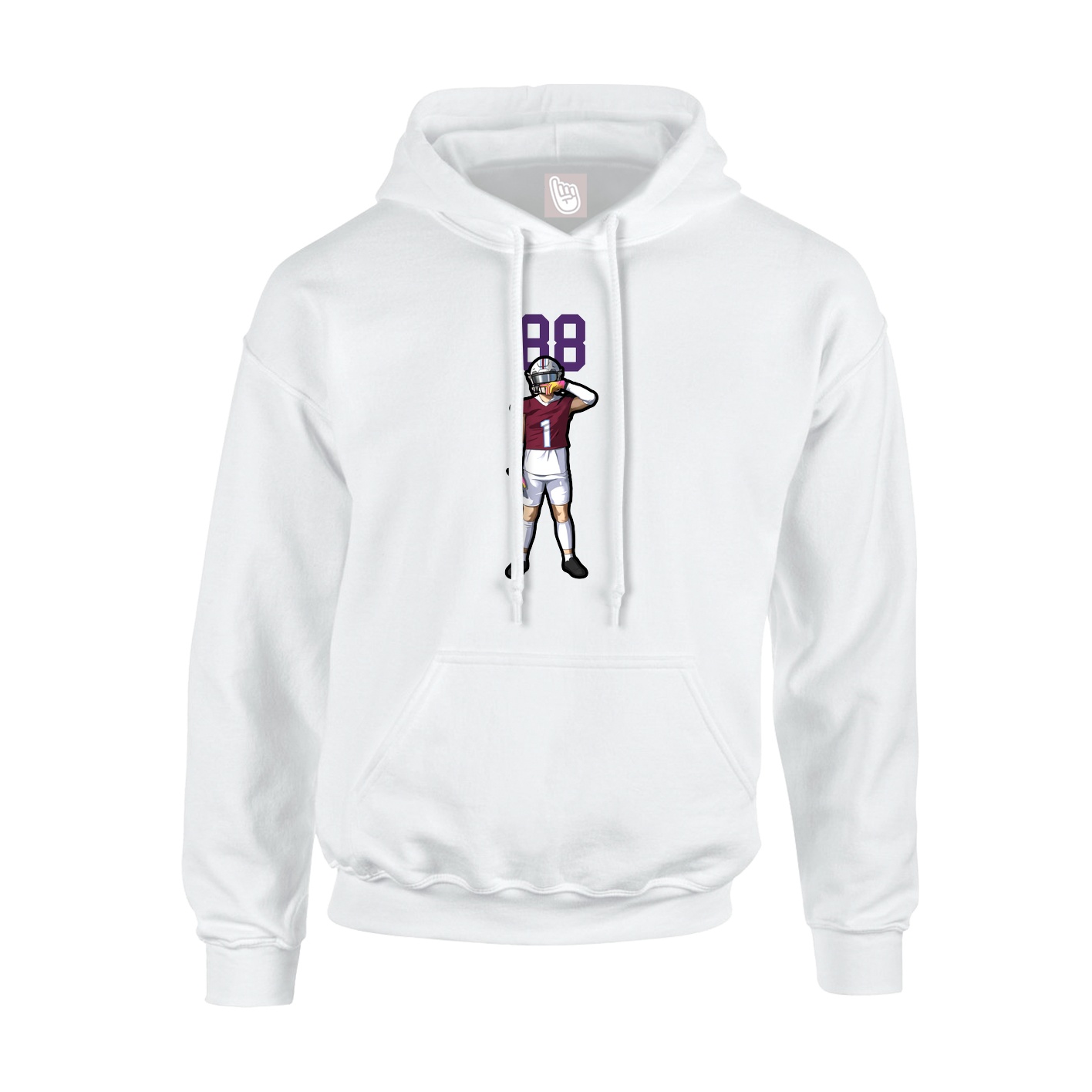 Youth Hoodie — Number Top in White