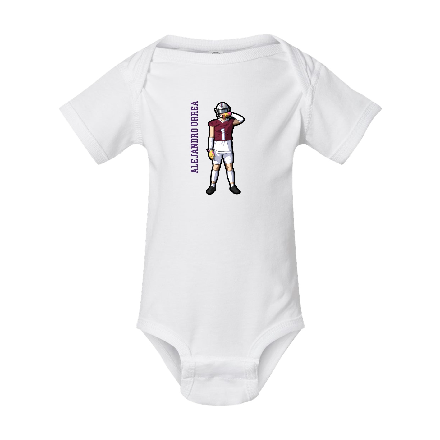 Baby Onesie — Name Vertical in White