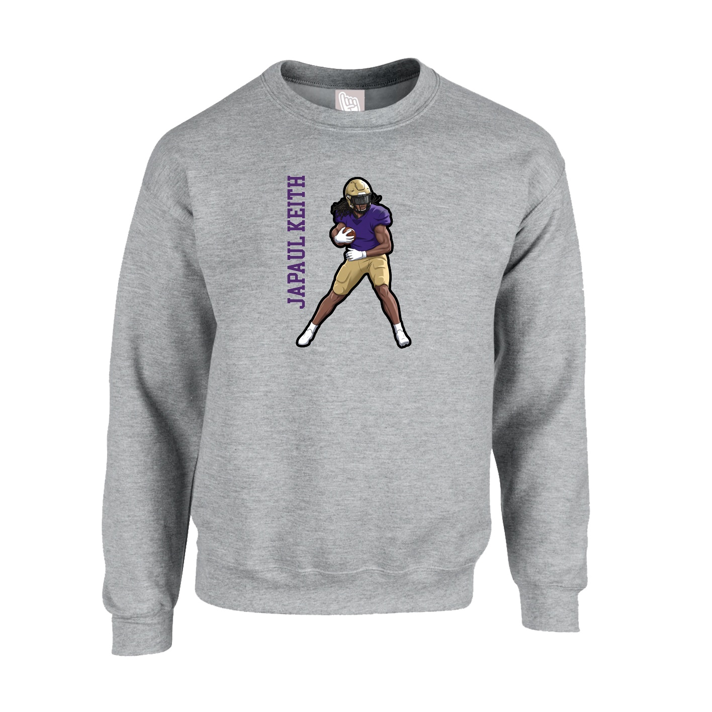 Fleece Crew — Name Vertical in Grey