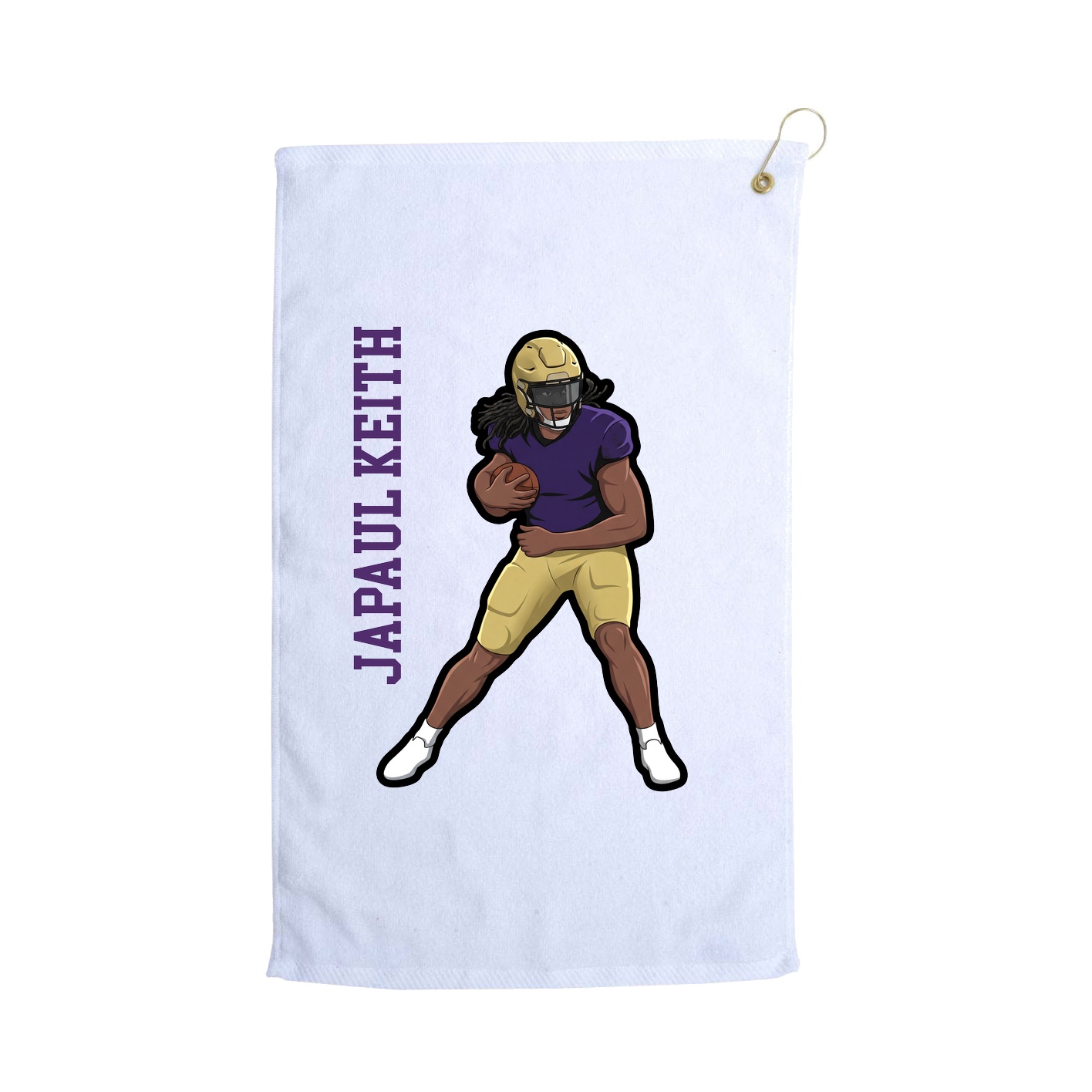 Golf Towel — Name Vertical in White