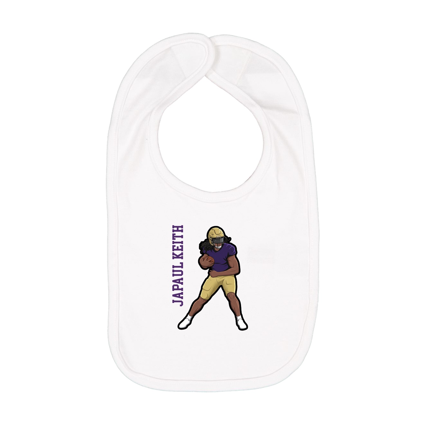Infant Bib — Name Vertical in White
