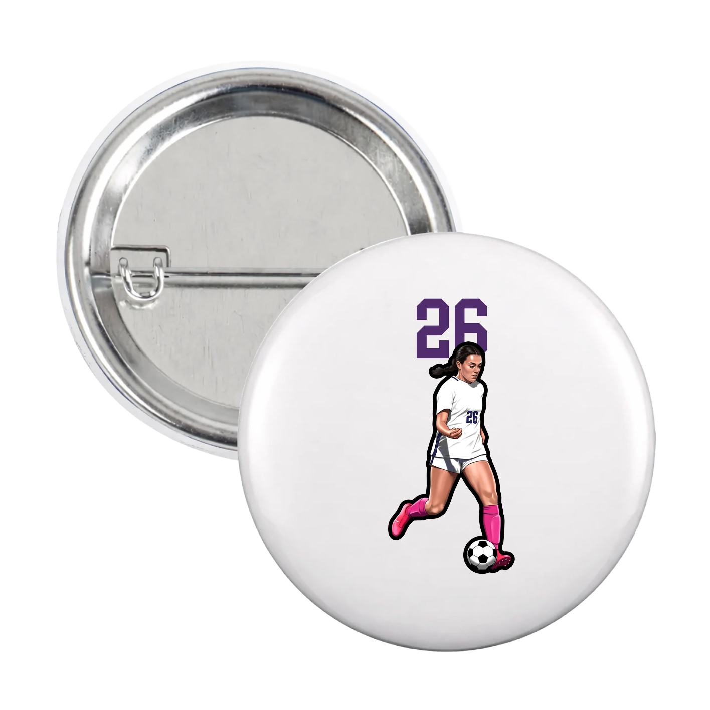Game Day Button — Number Top in White