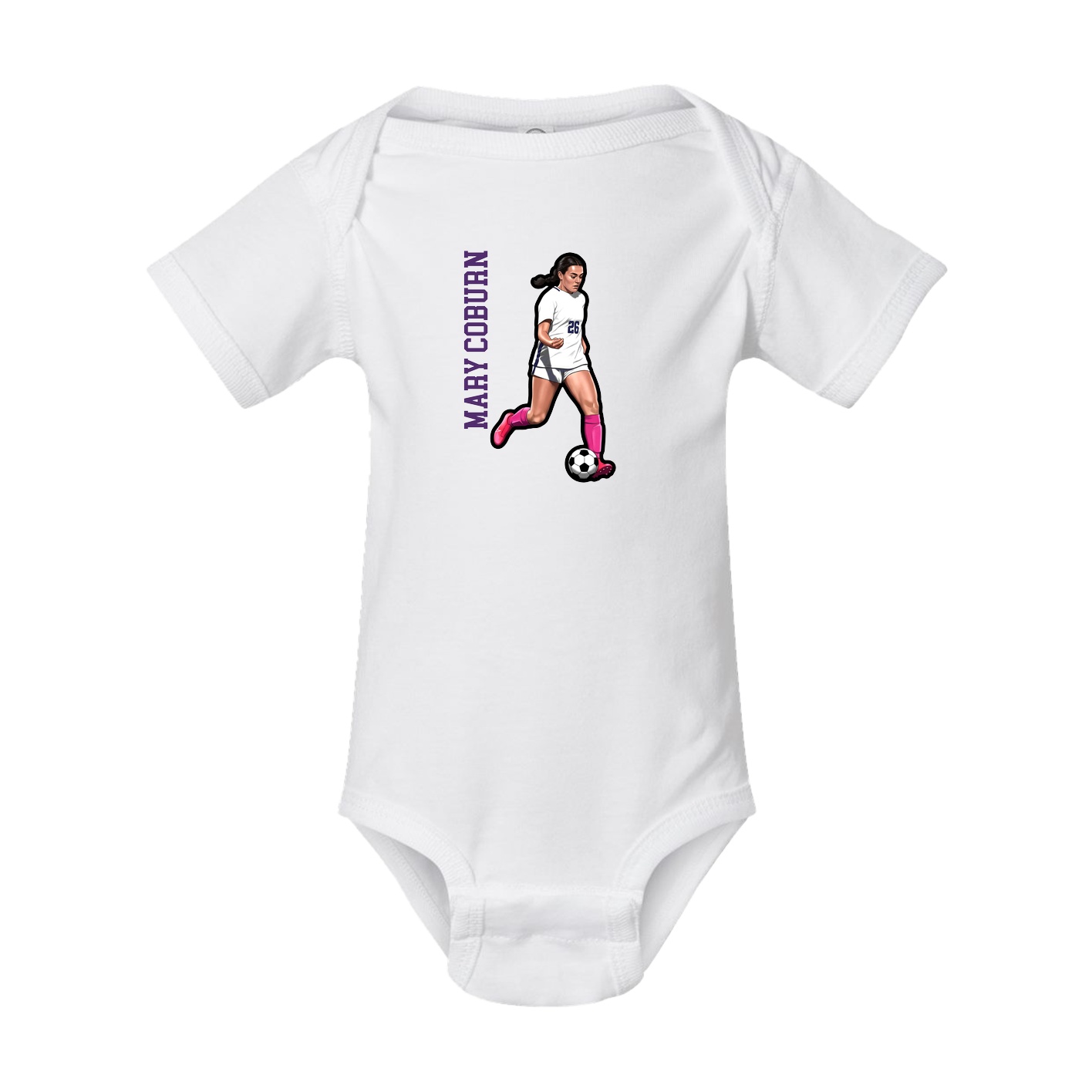 Baby Onesie — Name Vertical in White