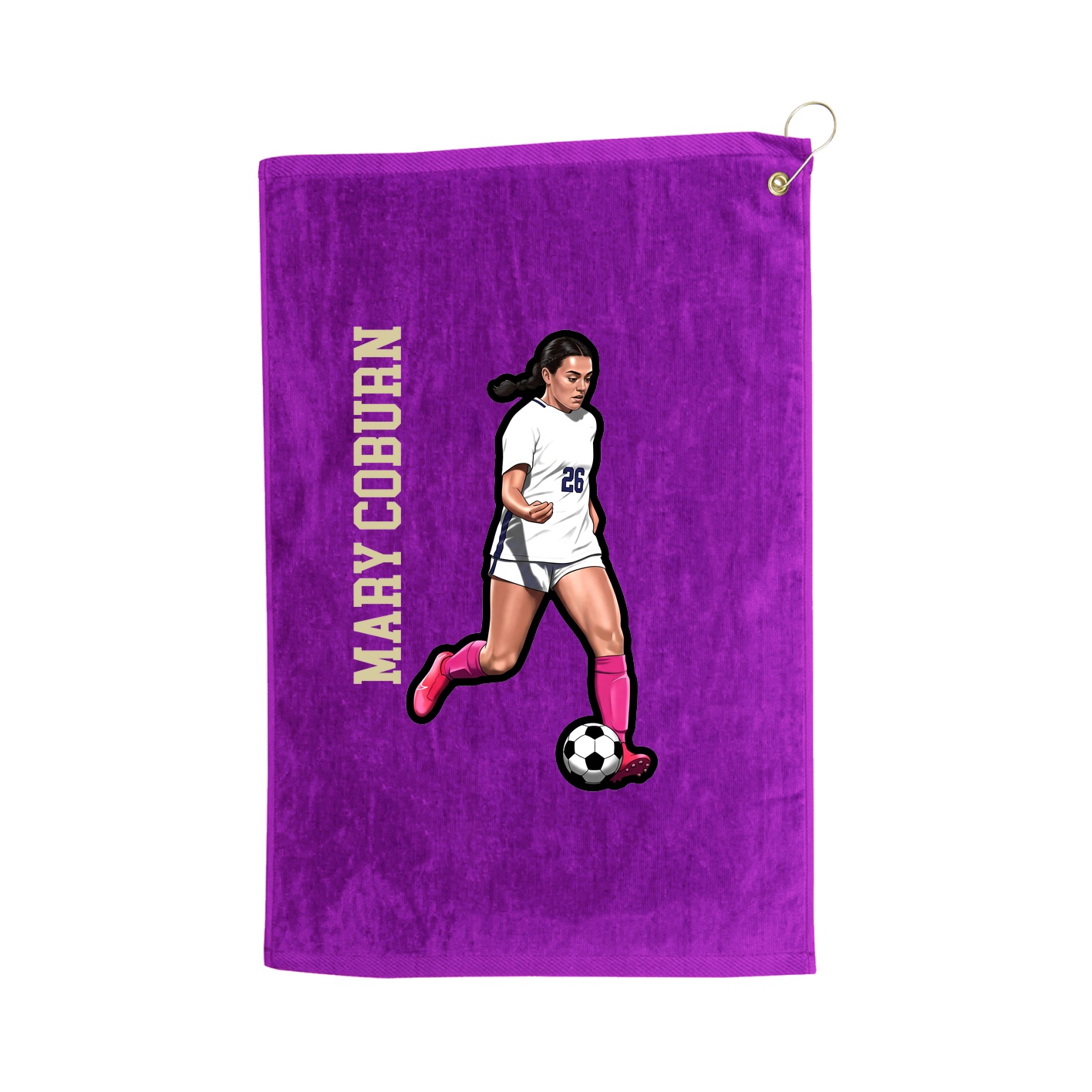 Golf Towel — Name Vertical in Purple