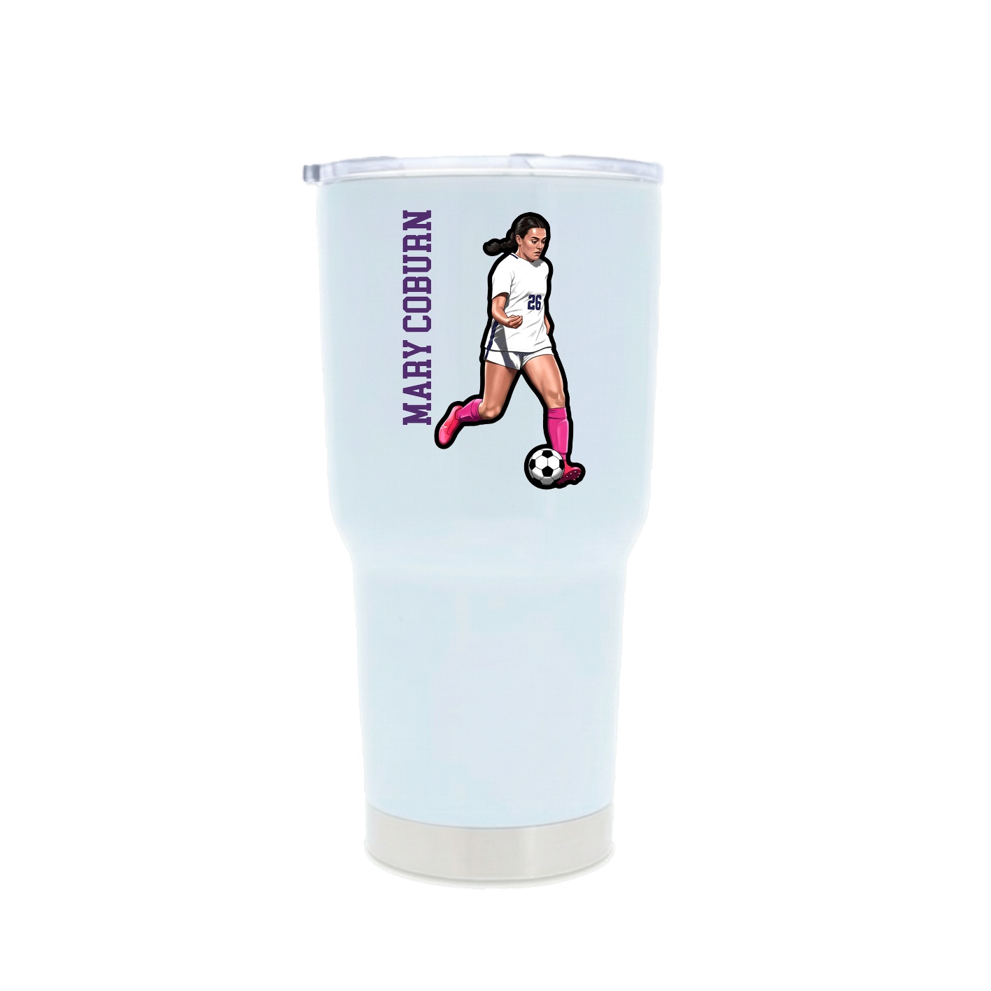 30oz Stainless Steel Tumbler — Name Vertical in White